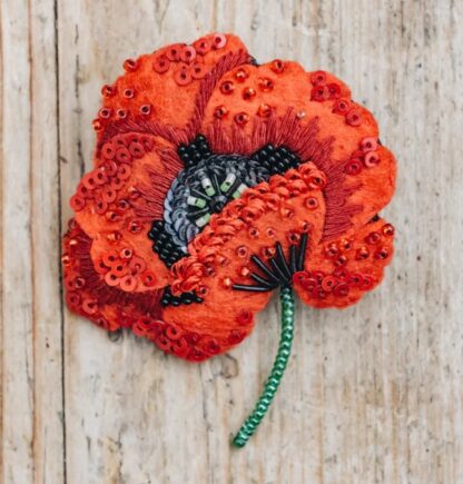 Trovelore bijou broche Fleur "Red Poppy"