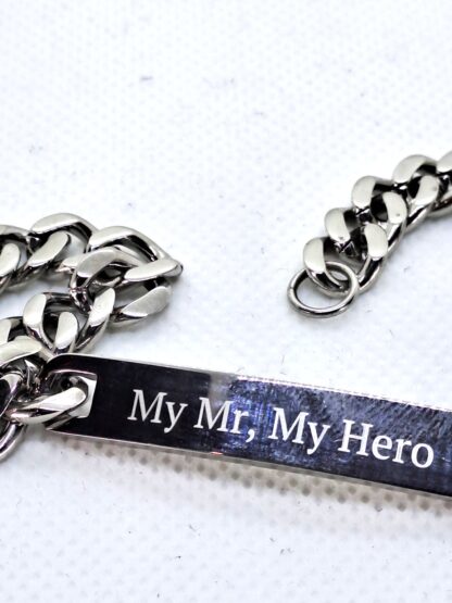Fort Tempus gourmette gravée "My Mr, My Hero"