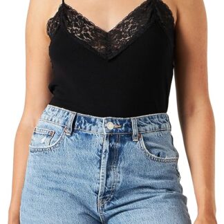 Only Top "Onltilde Rib Lace Singlet Black"
