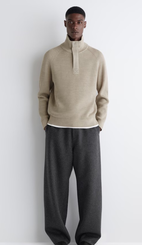 Cos pull demi-zippé en laine cotelé – Image 7