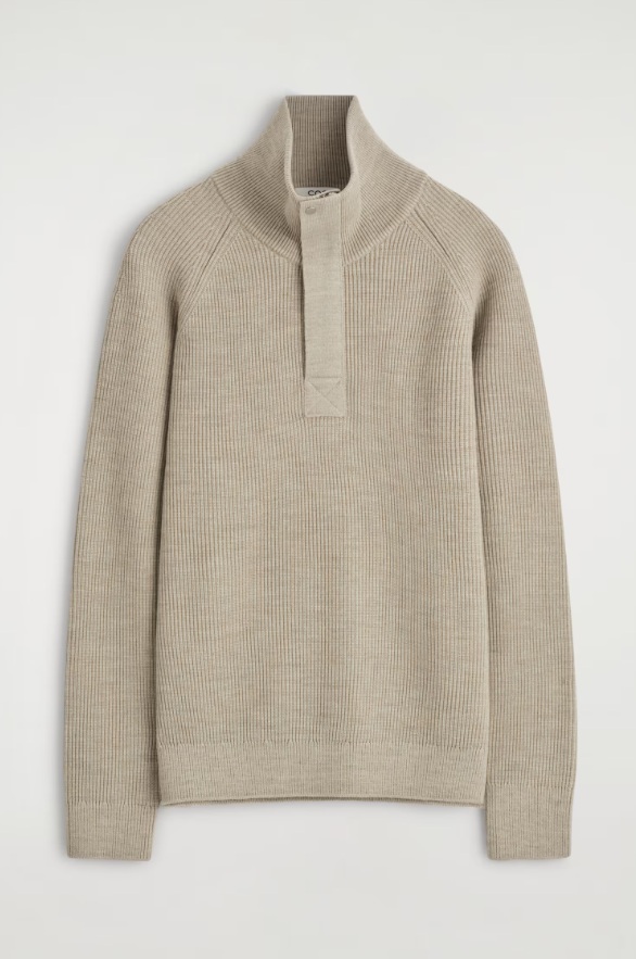 Cos pull demi-zippé en laine cotelé – Image 3