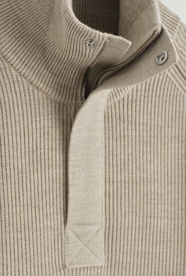 Cos pull demi-zippé en laine cotelé – Image 2