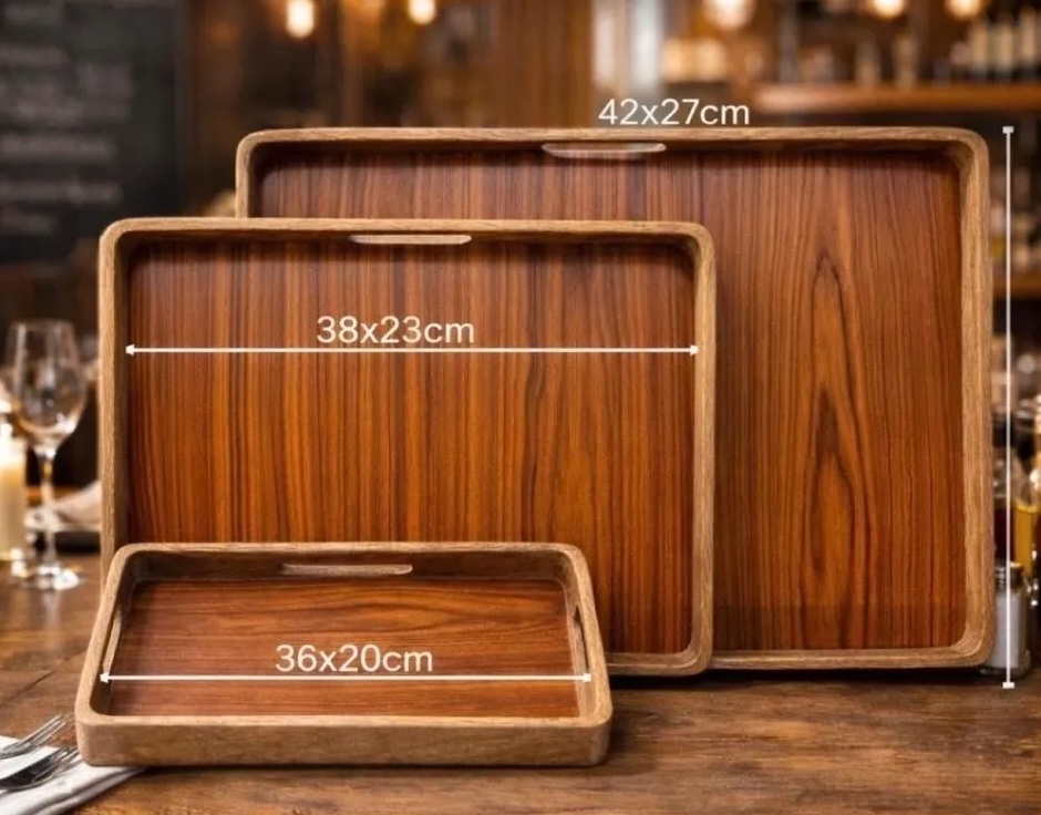 Set de 3 plateaux de service encastrables en bois