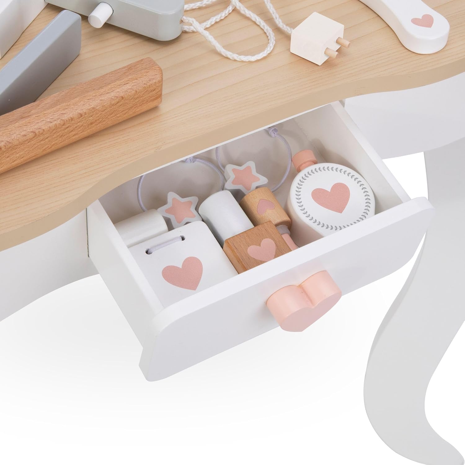 Mamabrum coiffeuse en bois avec tabouret et accessoires – Image 5