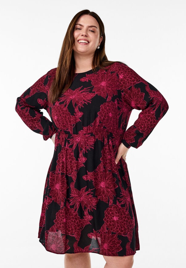 Zizzi robe en viscose et manches longues
